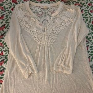 Meadow Rue Cream Lace Embroidered Blouse